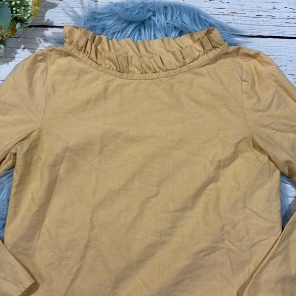 COS Orange Ruffle Neck Poplin Cotton Long Sleeve Top - Picture 4 of 8